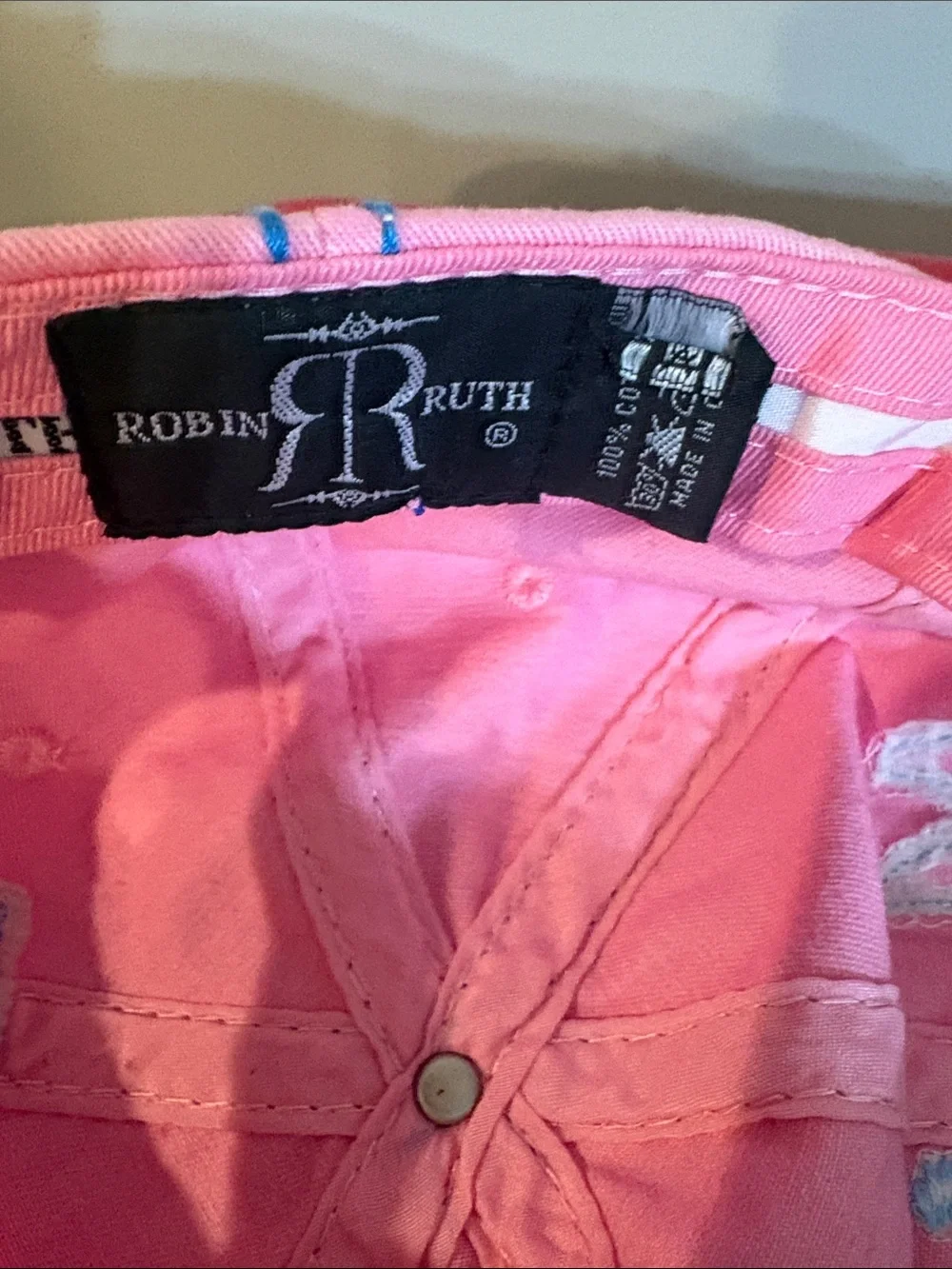 Robin Ruth Pink Cap with Teal Embroidery